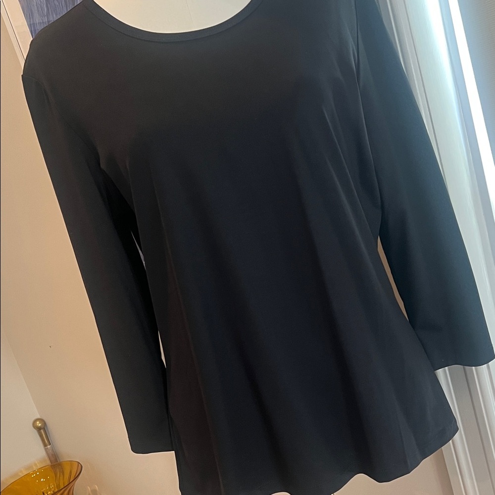 TCL Classic Black Sateen Long Sleeve Women's Top